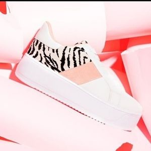 White zebra print sneakers